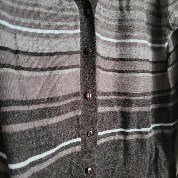 Striped Long Sleeve Button Up Cardigan - Picture 4 of 10
